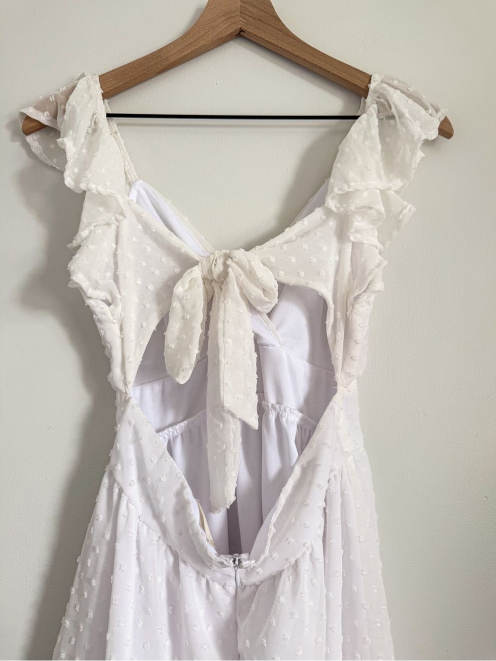Altar'd State Kristin Clip Dot White Ruffled Mini Dress Size Medium - Picture 11 of 11